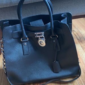 Michael Kors Black Chain Hamilton Satchel Tote